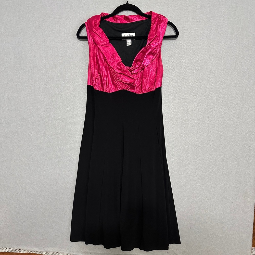 Joseph Ribkoff Pink Black Cowl Neck Cocktail Dress Size 10 Made in Canada
